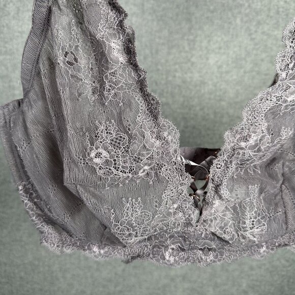 Vintage Smart & Sexy Bra 40DD Lace Underwire Gray Sheer Floral Back Closure - Picture 8 of 16